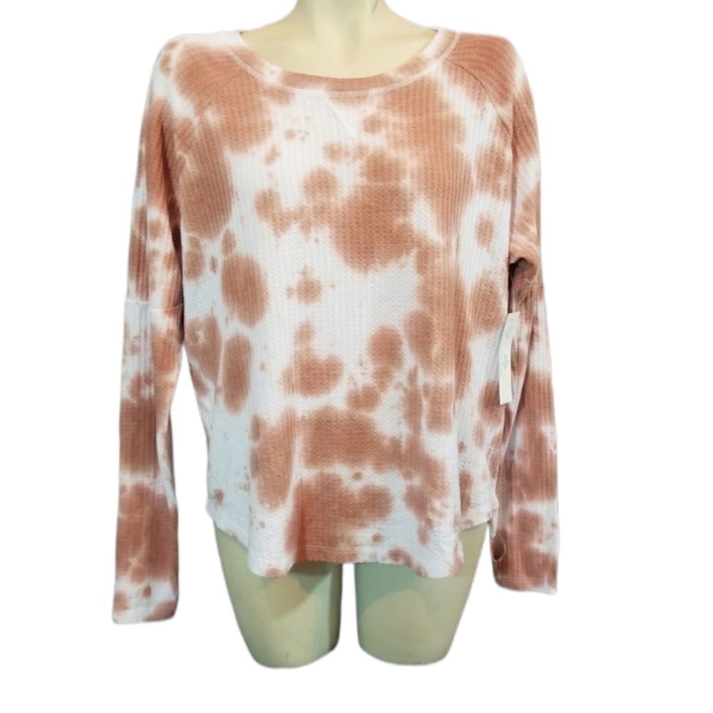Sweet Romeo Mocha Tie-Dye Waffle Thermal Tee Size XL